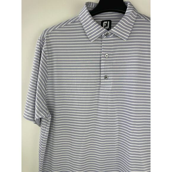 Bundle Lot of 2 Footjoy Men's Golf Polo Shirts Size Large Pinstripe Blue White - Picture 11 of 16